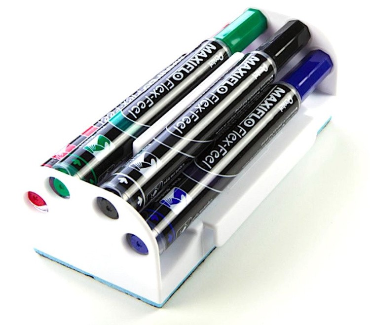 Набор маркеров для досок Maxiflo Flex-Feel 4 цв., 1-5 мм, с магнитной губкой, Pentel — картинка 5