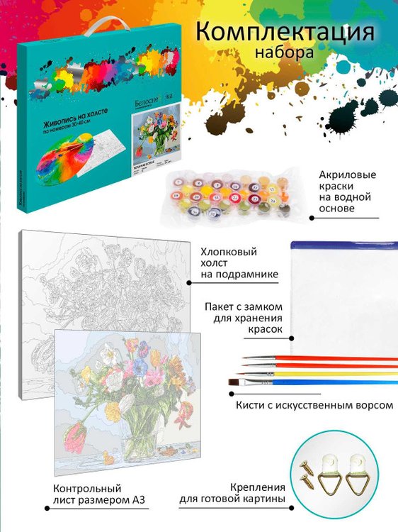 Картина по номерам «Тюльпаны в стекле» — картинка 4