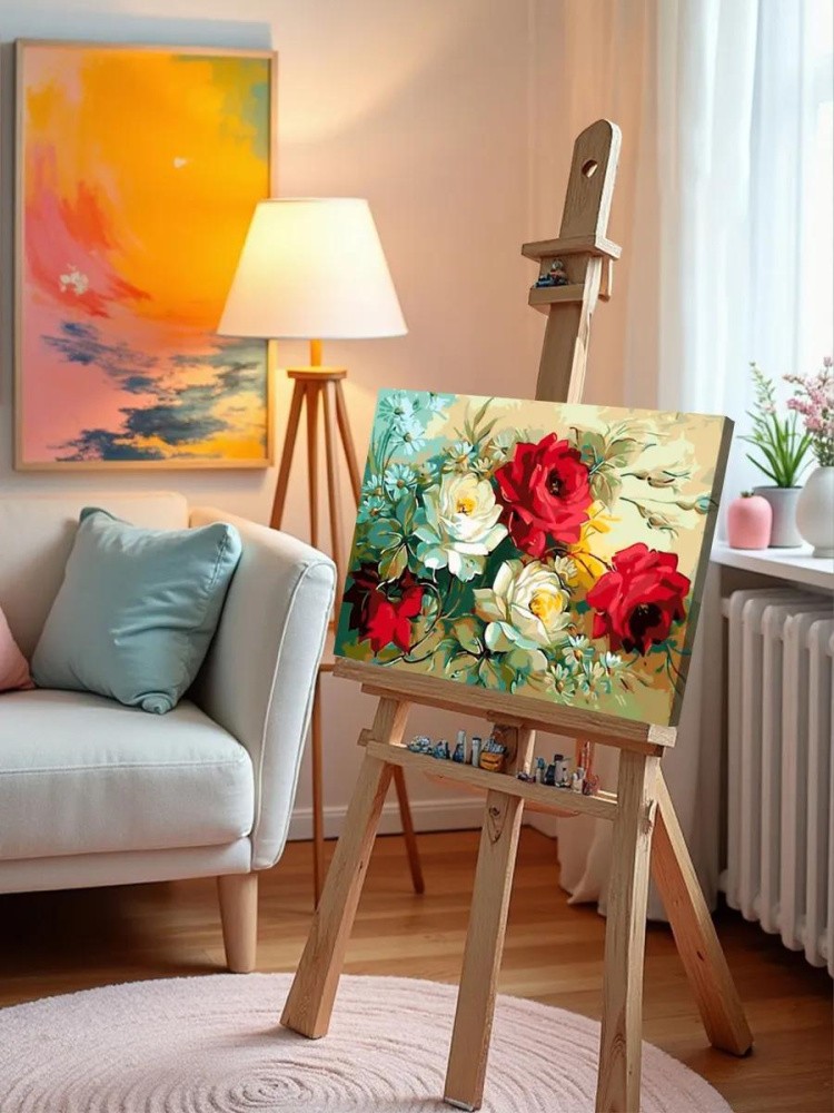 Картина по номерам «Розы и ромашки» — картинка 9