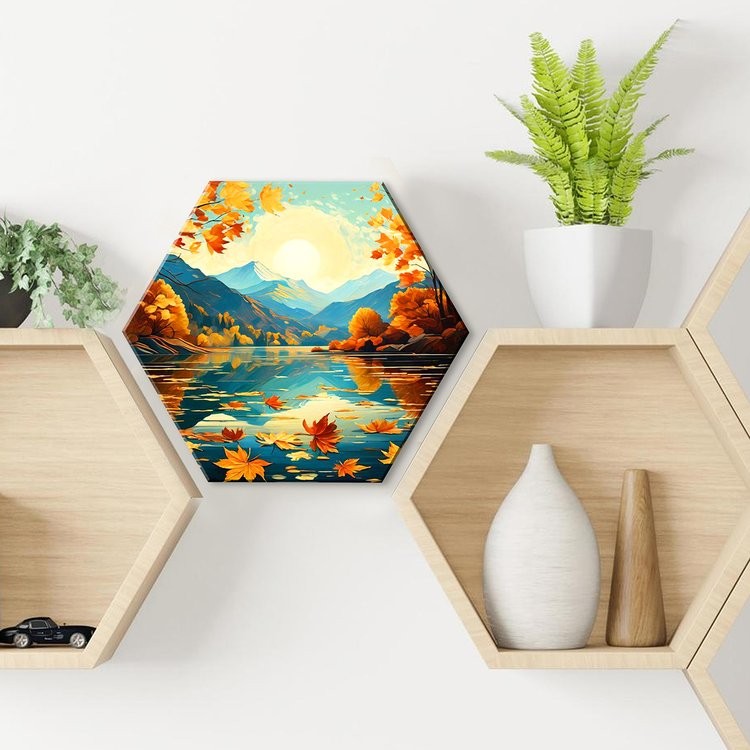 Картина по номерам с поталью Гексагон «Осенний пейзаж в горах» — картинка 6