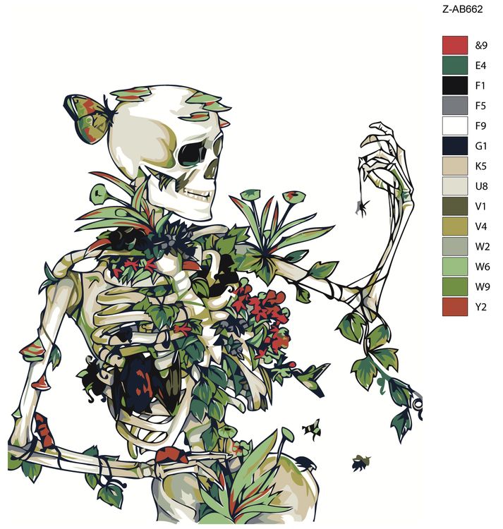 Картина по номерам «Скелет с цветами» — картинка 2