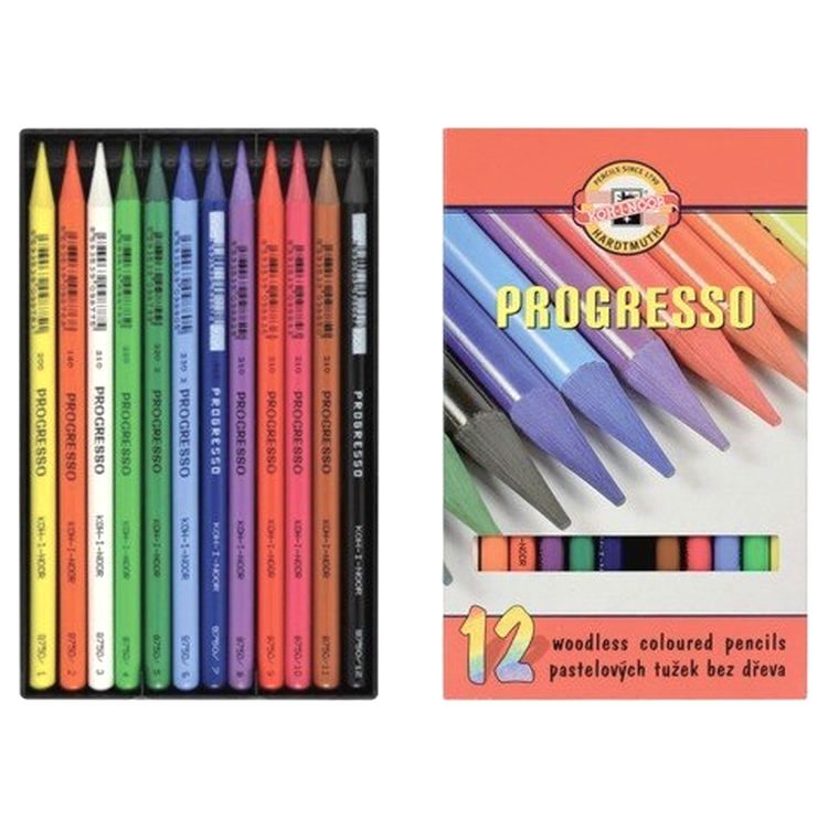 Карандаши цветные художественные KOH-I-NOOR «Progresso», 12 цв., 7,1 мм, в лаке, без дерева — картинка 2