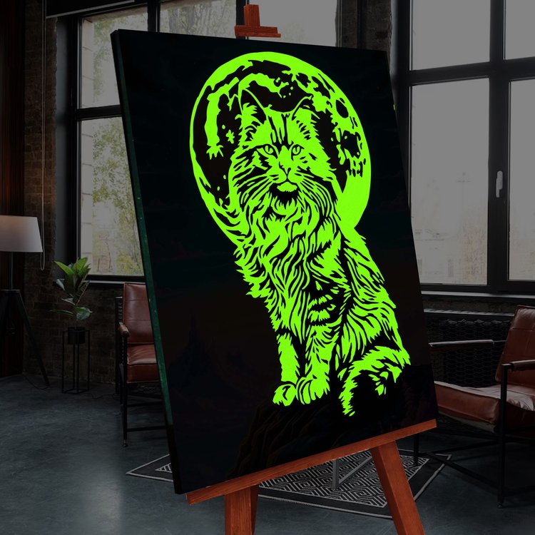 Картина по номерам со светящейся краской «Космическая кошка» — картинка 2