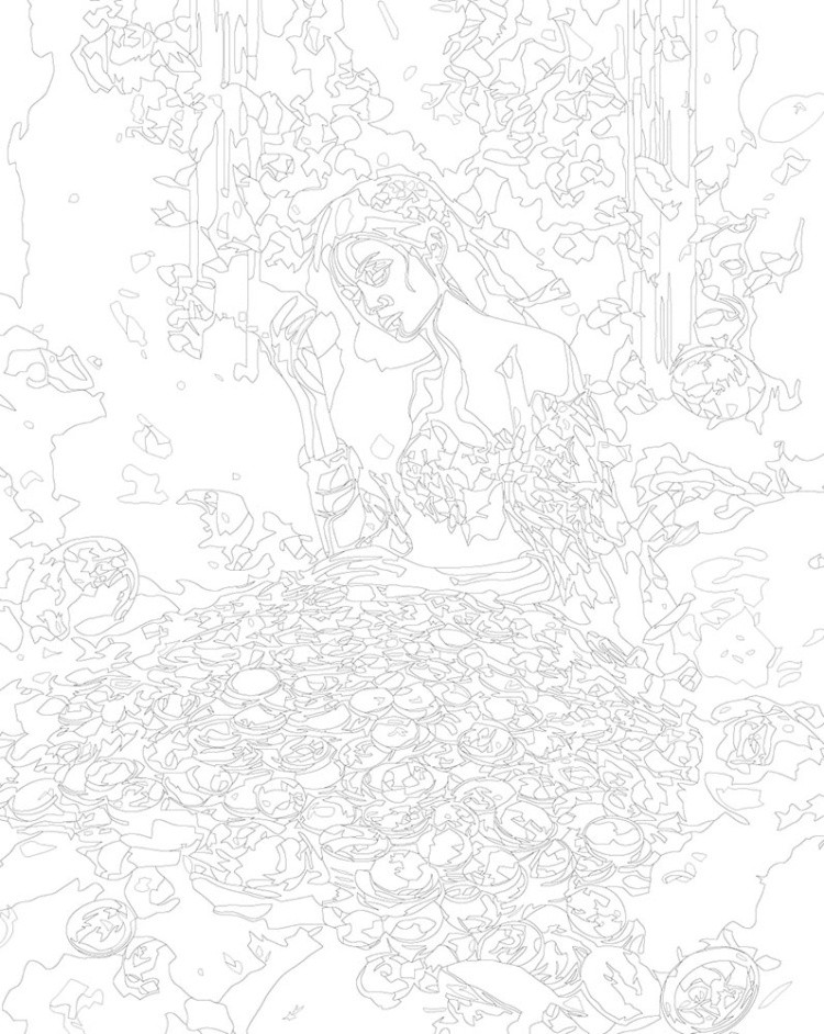 Картина по номерам «Девушка и золотые монеты» — картинка 3