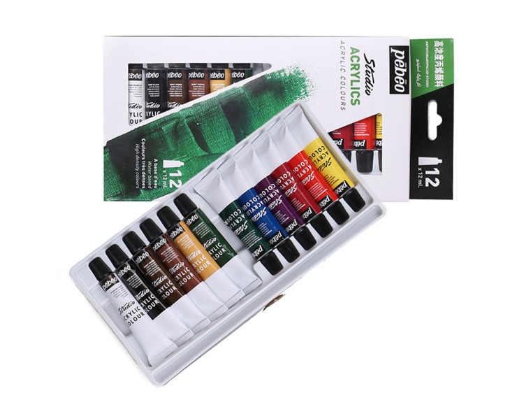 Краски Pebeo акриловые 12 цветов набор Studio Acrylics 12 мл — картинка 2