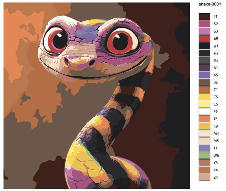 Картина по номерам «Веселая змея, Символ года, животные 40x40» — картинка 2