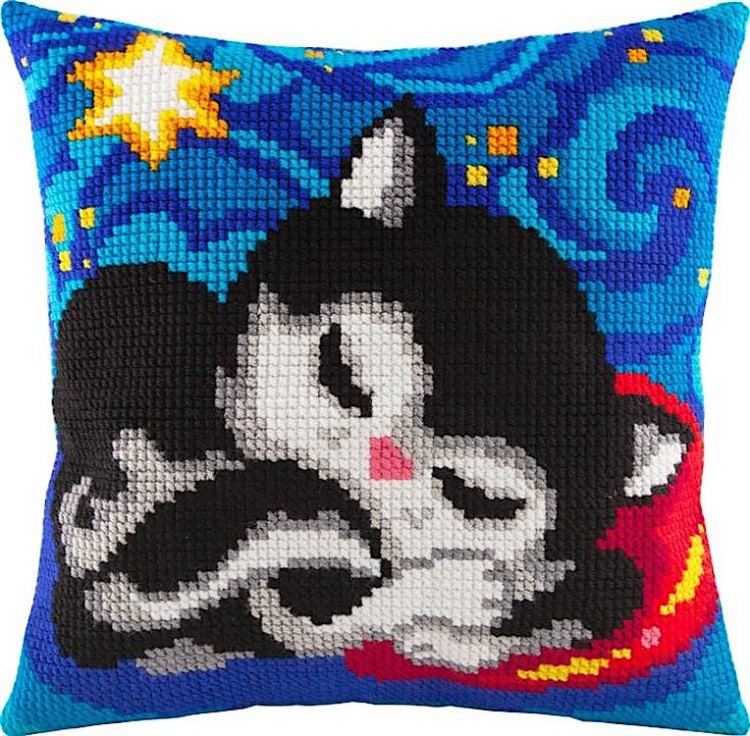 Набор для вышивания подушки «Кошачьи сны», лицевая сторона, Чарівниця