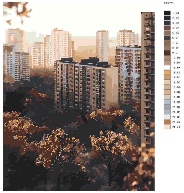 Картина по номерам Панельки родные осень в городе — картинка 2