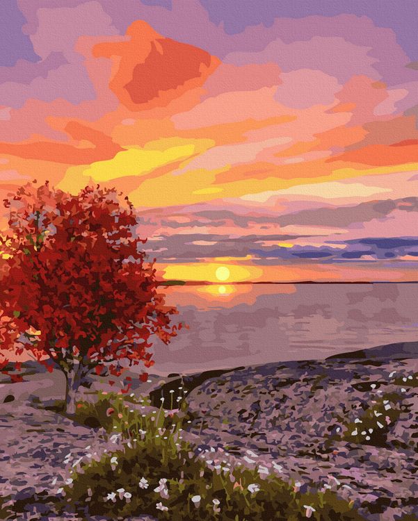 Картина по номерам «Закат осенью»