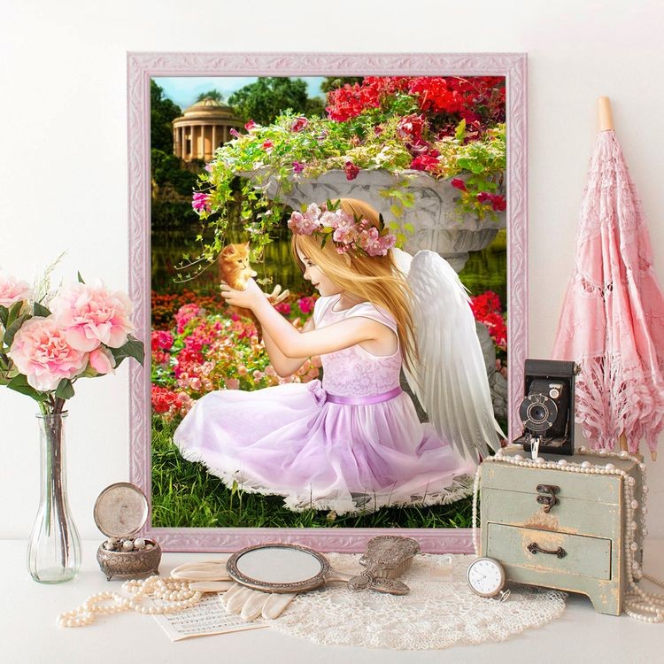 Алмазная вышивка «Ангел в саду» — картинка 2