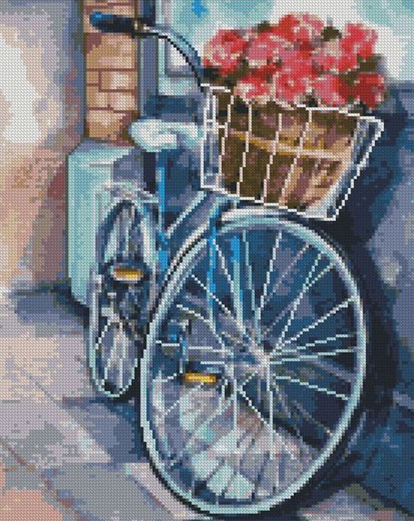 Алмазная вышивка «Велосипед с цветами»