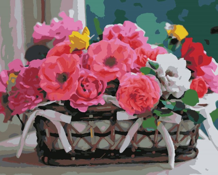 Картина по номерам «Корзинка с цветами»