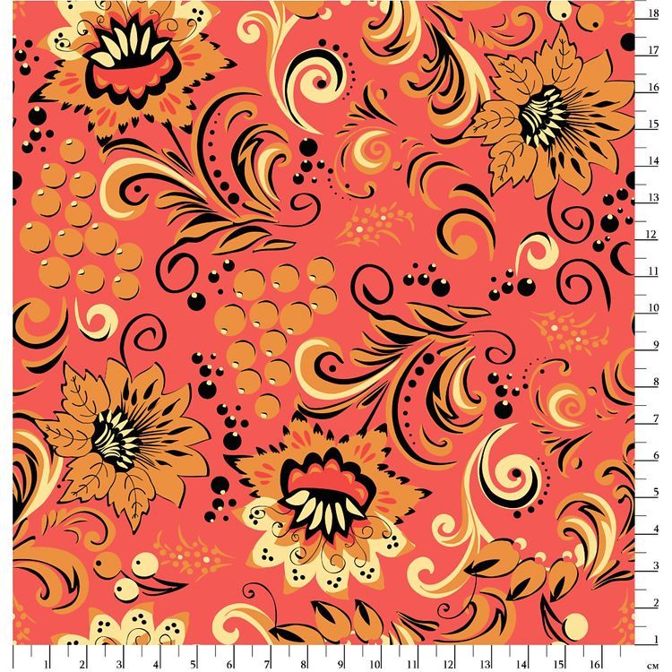 Ткань для пэчворка Русские Традиции, 110 г/м², 50х55 см, 100% хлопок, цвет: красный, принт, Peppy — картинка 2