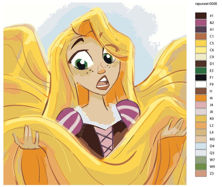 Картина по номерам «Герои Дисней: Рапунцель арт 40х40» — картинка 2