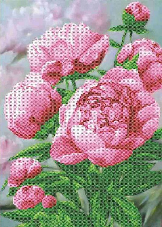 Рисунок на ткани «Розовые пионы»