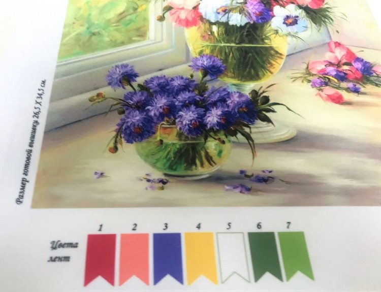 Рисунок на ткани «Букет у окна» — картинка 2