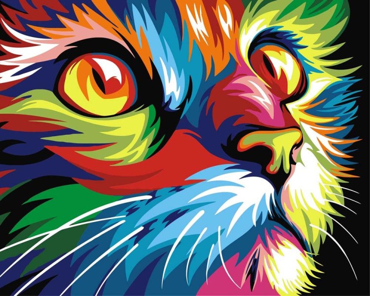 Картина по номерам «Радужный кот»
