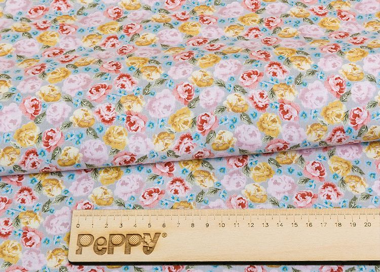 Ткань для пэчворка «ВЕРСАЛЬСКИЕ САДЫ», 50x55 см, 146 г/м2, 100% хлопок, цвет: ВС-16 серый, принт, Peppy — картинка 2