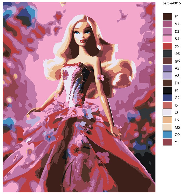Картина по номерам «Барби: Кукла в розовом платье» — картинка 2