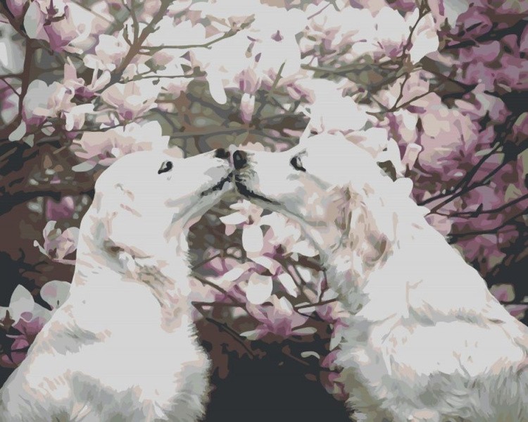 Картина по номерам «Собачки весной»