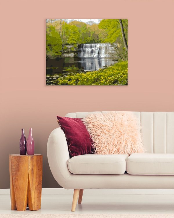 Картина по номерам «Водопад и цветущий берег» — картинка 3