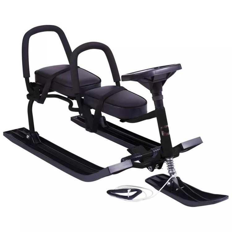 Снегокат детский 503 TWINS BABY со спинкой для двоих чёрный — картинка 4