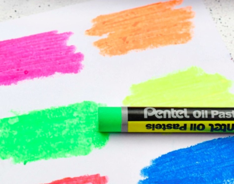 Пастель масляная, флуоресцентная 6 цв., металлик 6 цв., Pentel — картинка 5