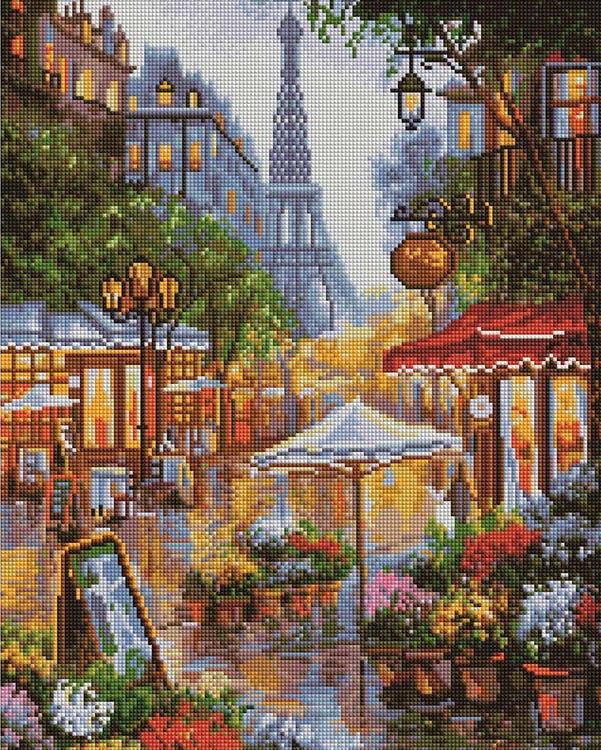 Алмазная вышивка «Цветочная улица в Париже»