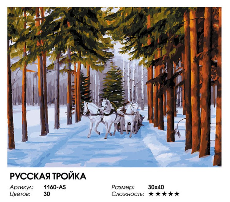 Картина по номерам «Русская тройка» — картинка 2