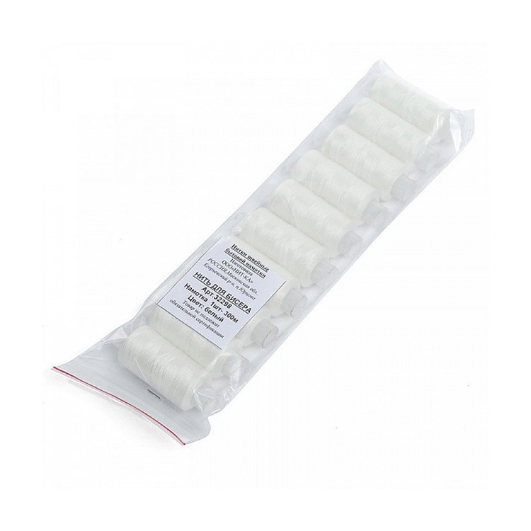 Нить для бисера белая 300 м, 1 шт. — картинка 2