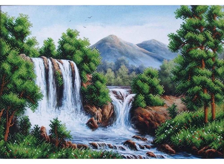 Набор вышивки бисером «Водопад в горах»
