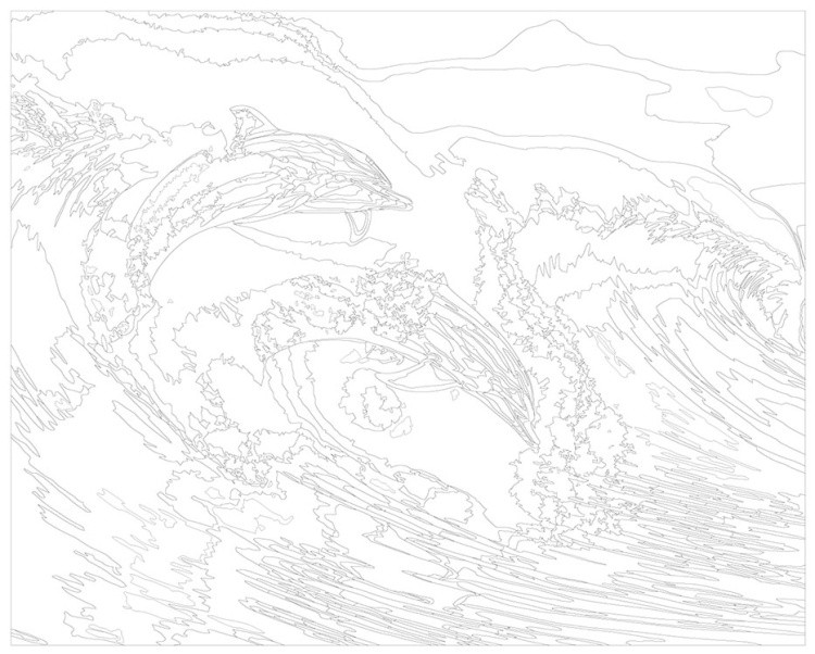 Картина по номерам «Море: Дельфины выпрыгивают из волны» — картинка 3