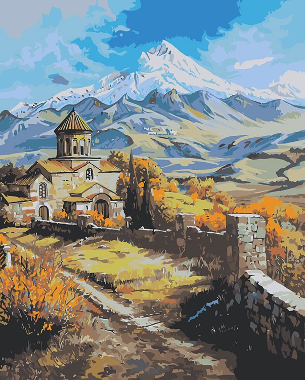 Картина по номерам «Армения: монастырь и гора Арарат 40x50»