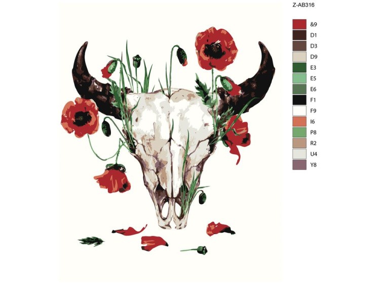 Картина по номерам «Череп и маки» — картинка 2