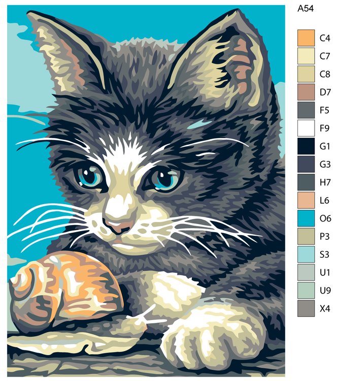 Картина по номерам «Котенок и улитка» — картинка 2
