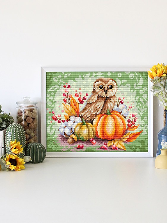 Алмазная вышивка «Сова на тыкве» — картинка 2