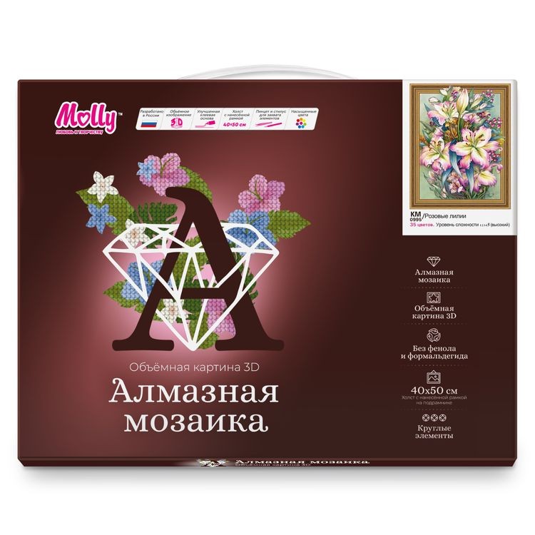 Алмазная вышивка «Розовые лилии» — картинка 4