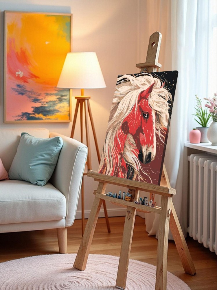 Картина по номерам Красная лошадь Символ нового года — картинка 9