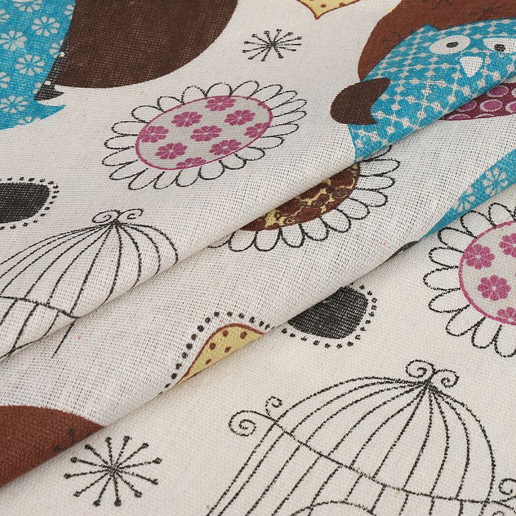 Ткань лен, 140 г/м², 30% лен, 70% хлопок, 3 м, ширина 150 см, цвет: белый, принт, TBY — картинка 3