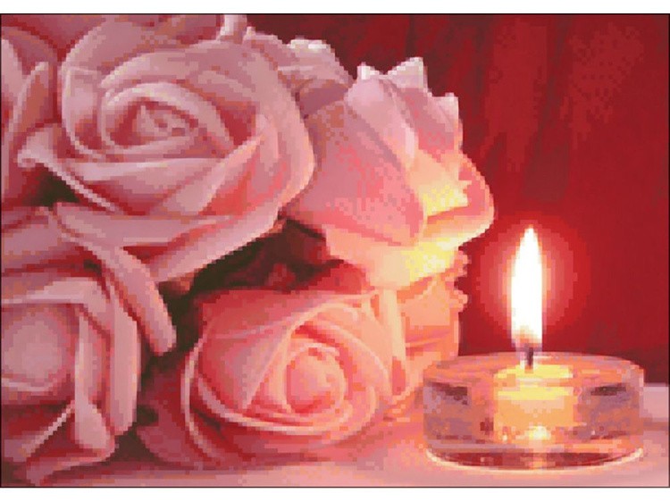 Алмазная вышивка «Розы и свечка» — картинка 2