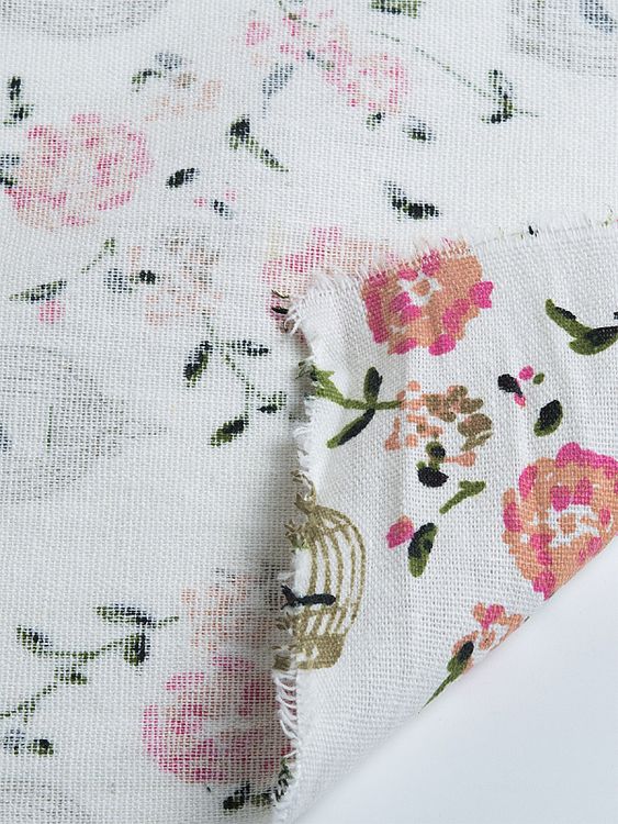 Ткань льняная, 1 м x 150 см, 140 г/м², цвет: белый, принт, TBY — картинка 5