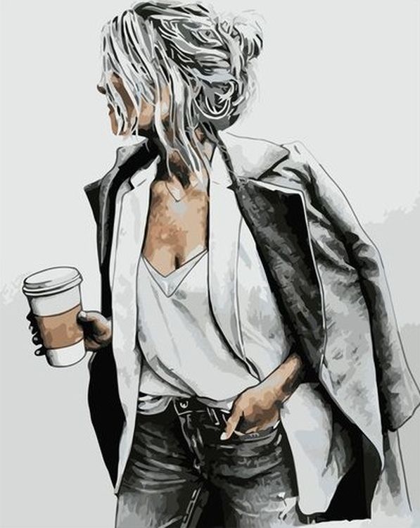Картина по номерам «Девушка с кофе»