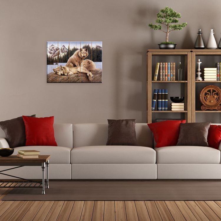 Картина по номерам по дереву «Семья островных волков» — картинка 3