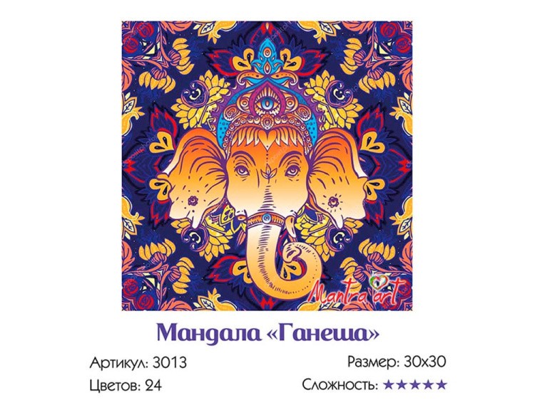 Картина по номерам «Мандала Ганеша» — картинка 3