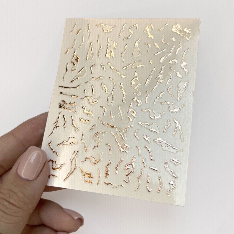 Наклейки-имитация разводов жидкого металла №1, 13x8 см, 1 шт. — картинка 4