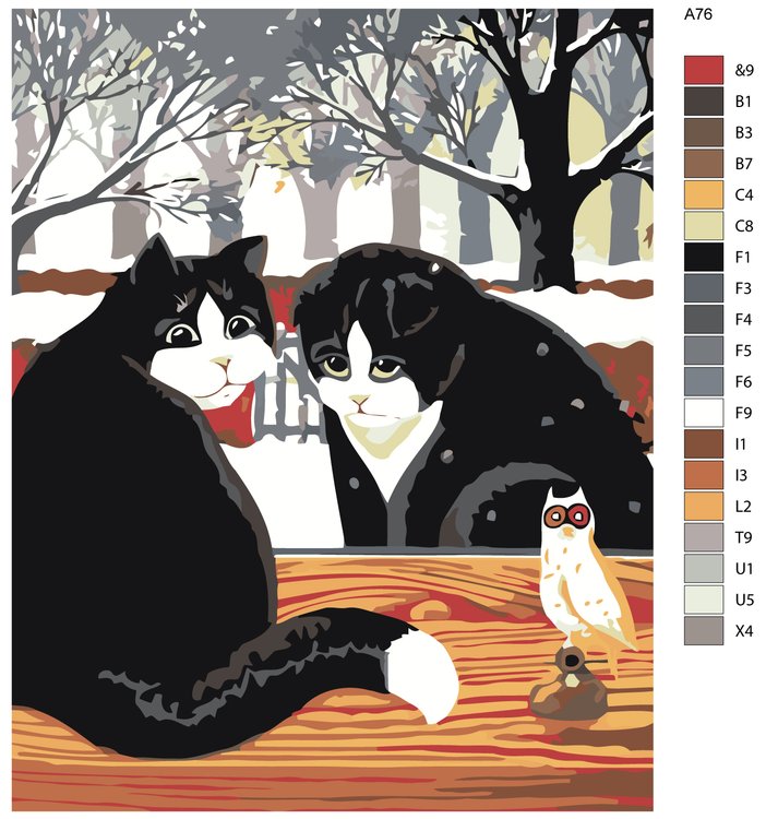 Картина по номерам «Кошки у окошка» — картинка 2