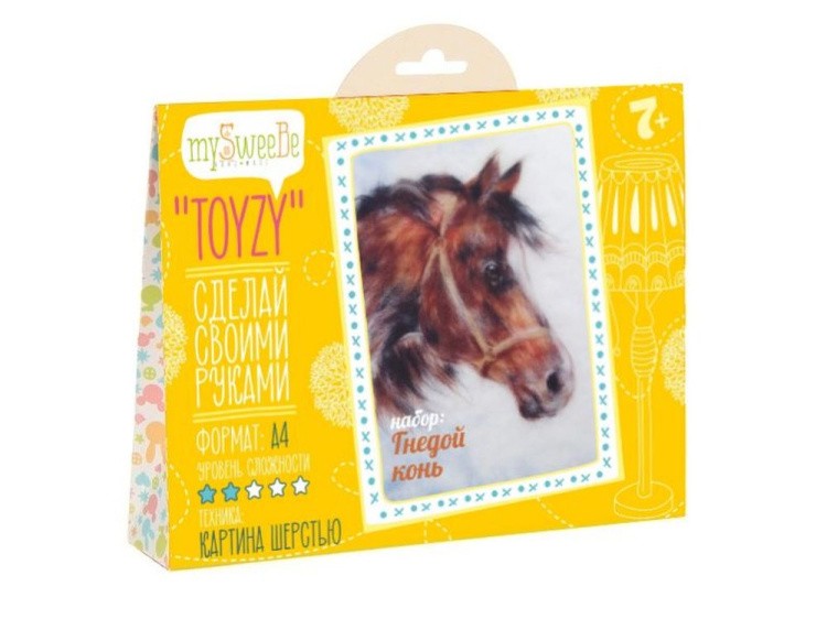 Картина шерстью «Гнедой конь» — картинка 2