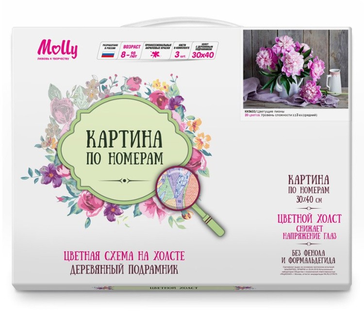 Картина по номерам «Цветущие пионы» — картинка 2