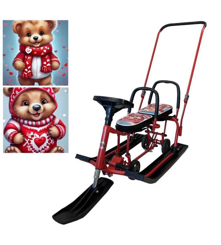 Снегокат детский 507 TWINS BABY Wheel для двоих со спинкой — картинка 4