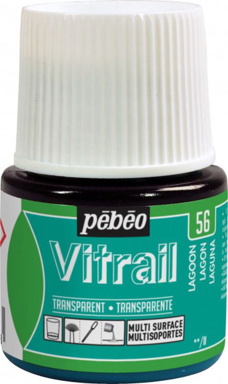 Краска для стекла и металла Vitrail лаковая прозрачная PEBEO, цвет: ярко-бирюзовый, 45 мл